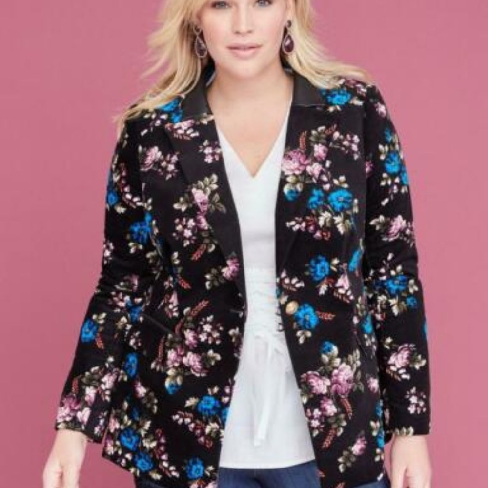Lane Bryant  Blazer Couture Floral Velvet